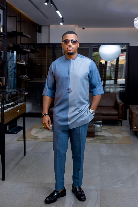 Short sleeve two-toned kaftan