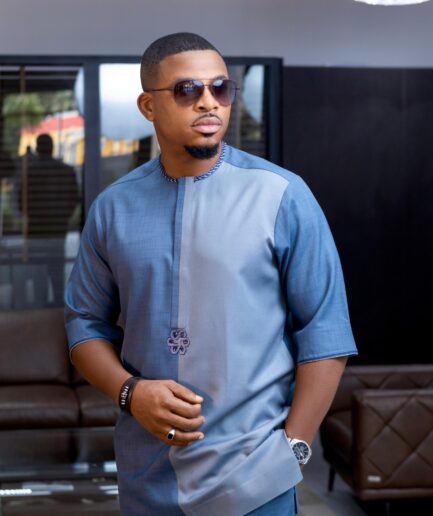 Short sleeve two-toned kaftan